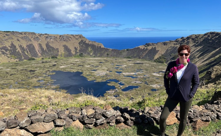 Tara at the rim of Rano Kau