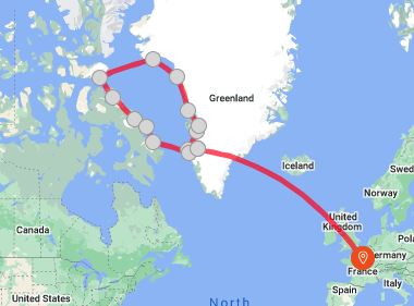 Baffin Bay Greenland cruise itinerary map