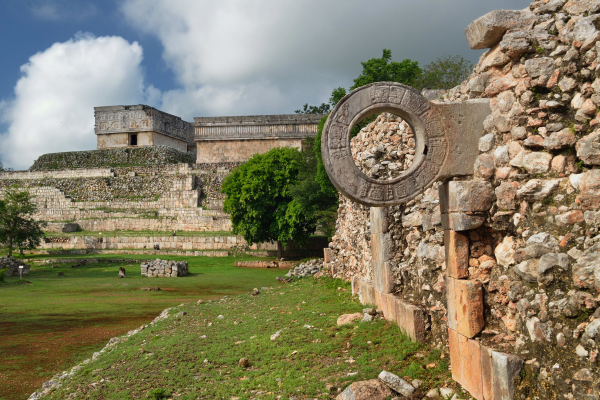 Courtyard for ball games in the ancient city of Uxmal Mexico