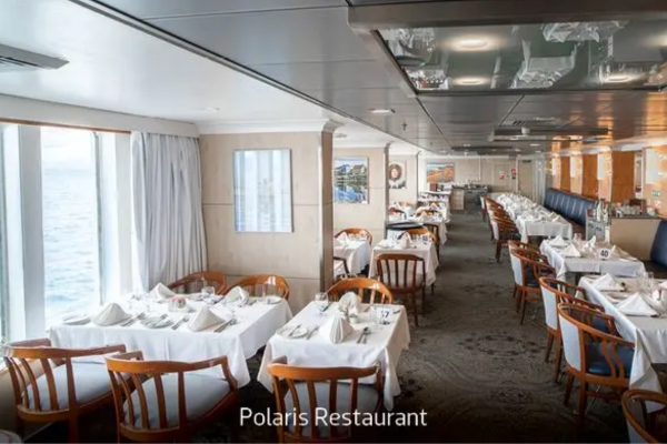 The Ocean Endeavour boasts two restaurants and a varied menu that caters to all tastes and many dietary requirements