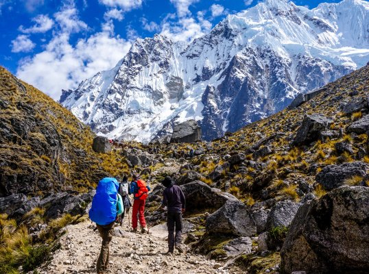 A view of the mountains on the Salkantay trek