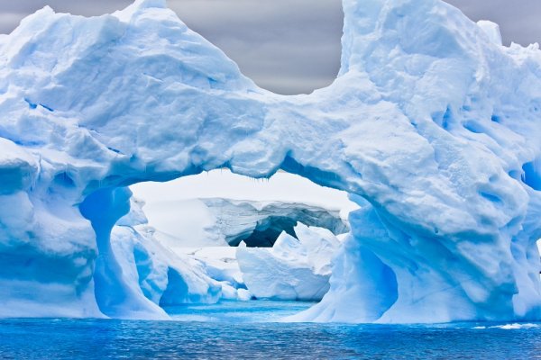 Blue icebergs in Antarctica