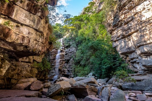 Waterfall view along the Chapada Diamantina Trek in Brazil