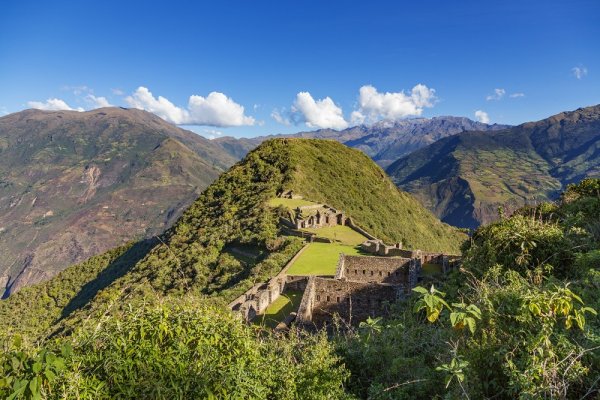 Traveling in the historical city Choquequirao, Peru