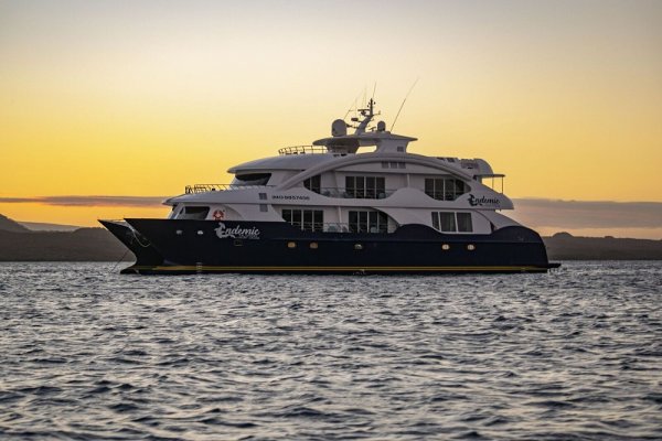 Cruise ship sailing in the Galapagos Islands