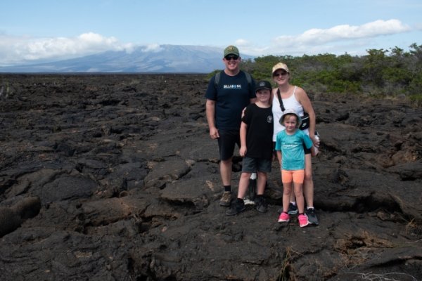Kids and parents in Galapagos Islands