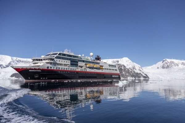 Cruise ship Midnatsol sailing in Antarctica 