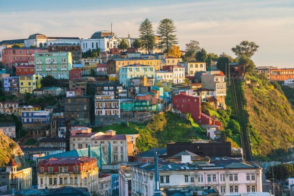 South America Valparaiso colourful facade.