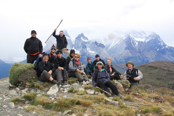 Hiking group in Torres del Paine, Patagonia