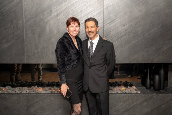 Couple in black tie dress