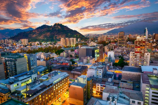 Santiago de Chile downtown after sunset