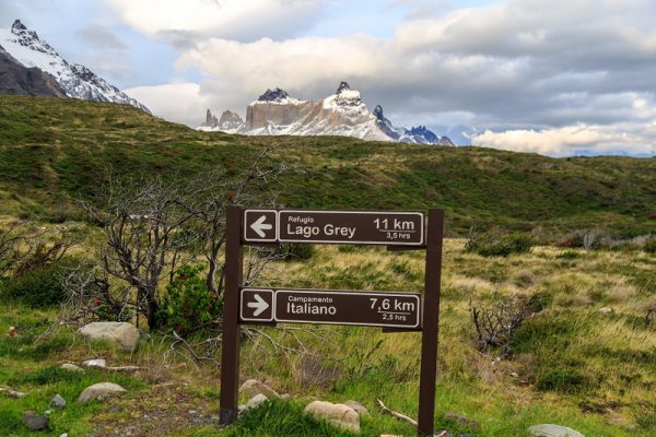 Mountain view at Refugio and campsite Paine Grande, Torres de Paine