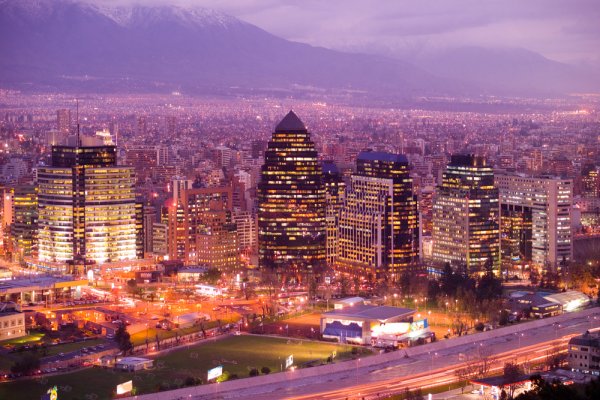 Skyline Santiago in the night, Chile