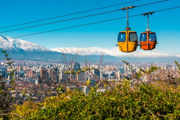 Cable car in San Cristobal hill in Santiago,Chile