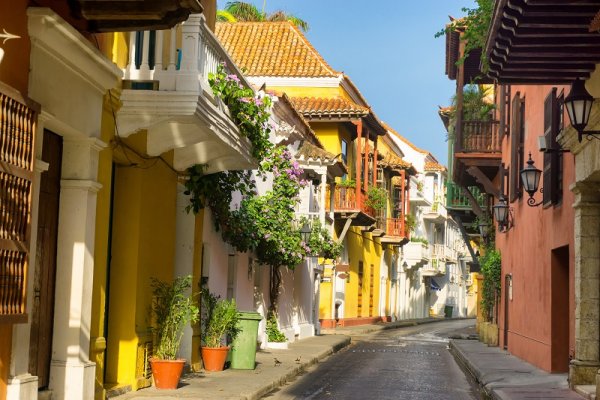 Colonial street in Cartagena, Colombia  