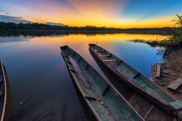 Colorful sunset on a boat