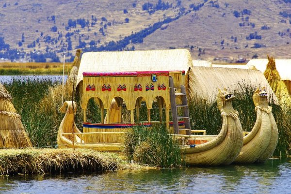 Unique boats in Lake Titicaca