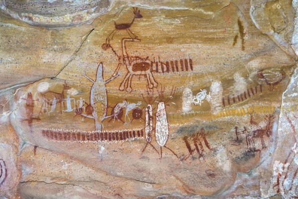 Cave paintings at a UNESCO world heritage site in Brazil, South America