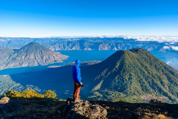 Standing on top of a mountain at Lake Atitlan, Guatemala