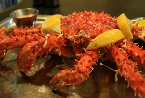 King crab pie with lemon a traditional food in Patagonia