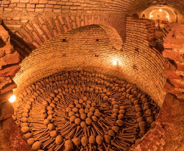 South Americas catacombs in San Francisco church circa Peru 