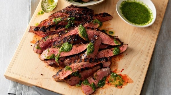 steak and chimichurri