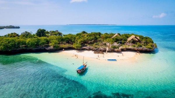 safari in tanzana aerial of Zanzibar beach