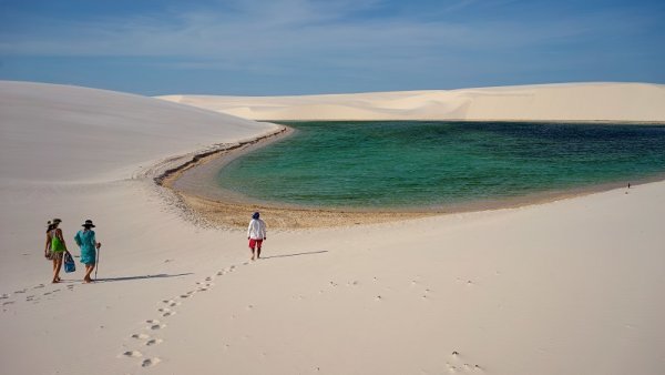 Tourists in desert oasis of Brazil