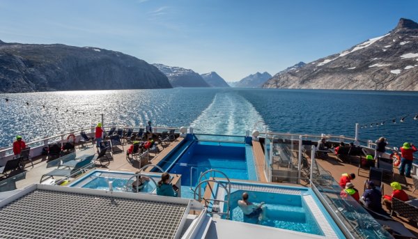 Expedition cruise ship in Greenland