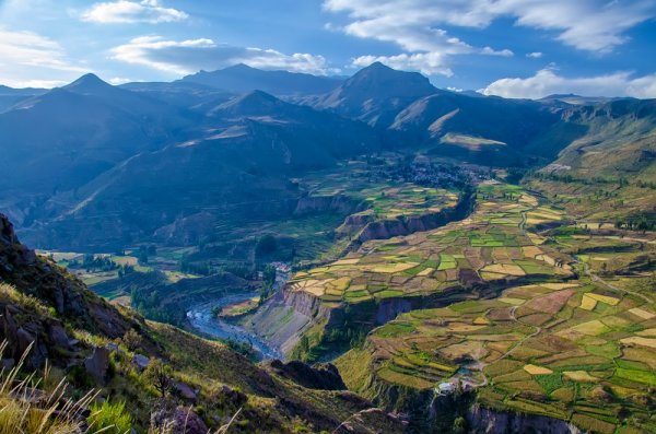 Stunning view from top of the mountain on Colca Canyon Trek in Peru