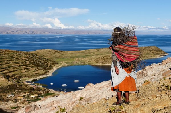 Indigenous people on top of the mountain