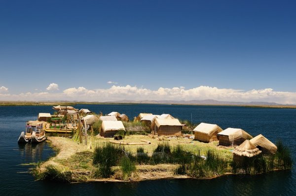 Boat trip in Lake Titicaca, a border between Peru and Bolivia