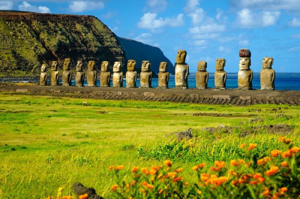 Stone statues on the Easter Island, South Pacific