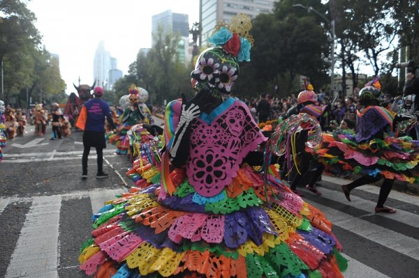 Day of the Dead parade at one of the main avenues of Mexico City