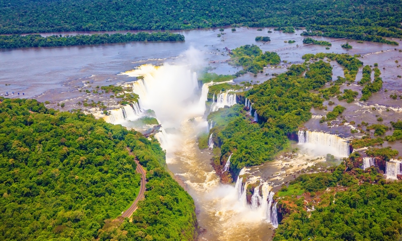 A breathtaking view of the Iguazu falls