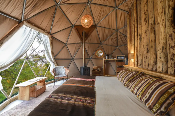 The double suite dome at Ecocamp a gorgeous place to retreat to at the end of a days adventures and a sweet way to fall asleep under the stars in Torres del Paine