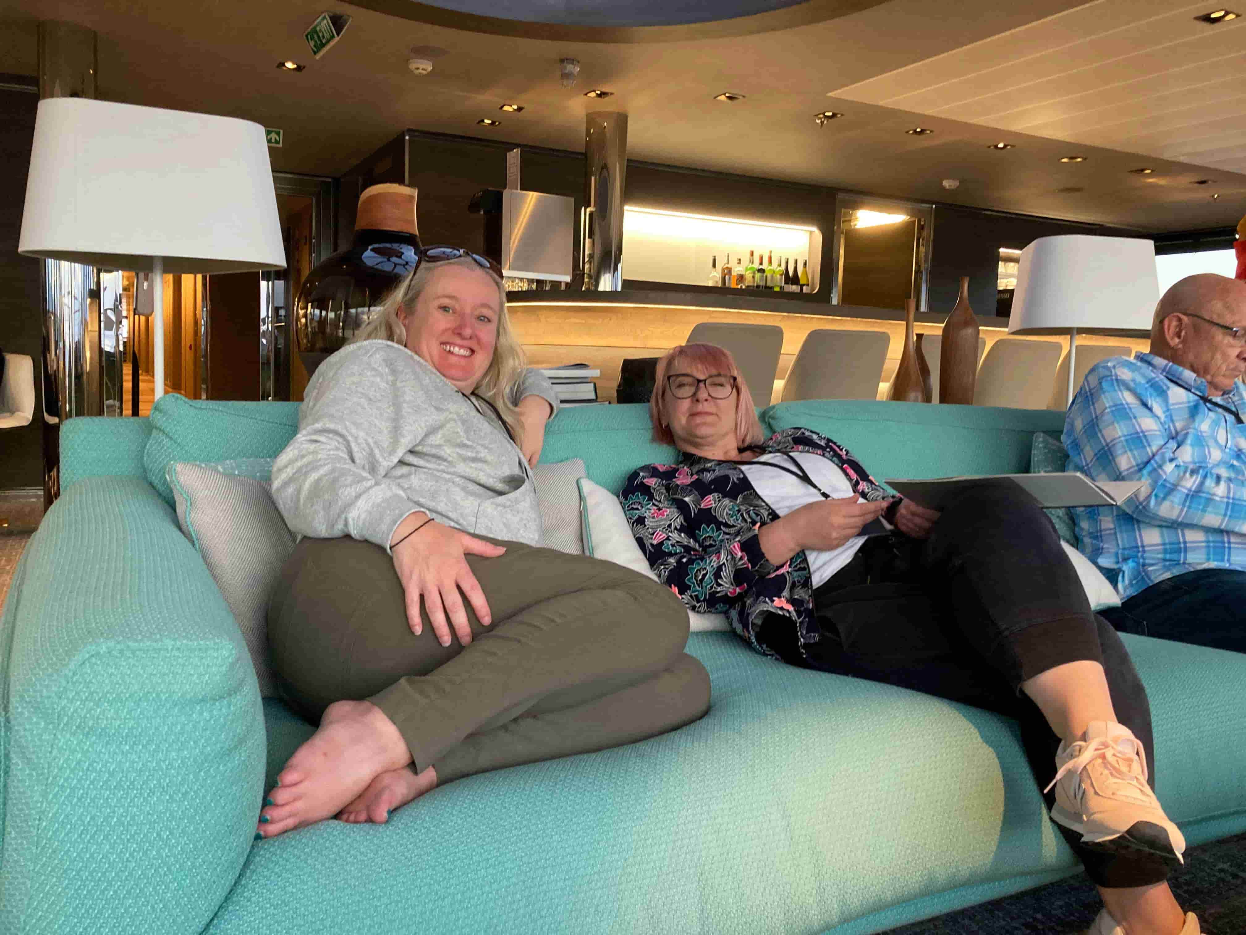 Ladies relaxing after a full day excursion.