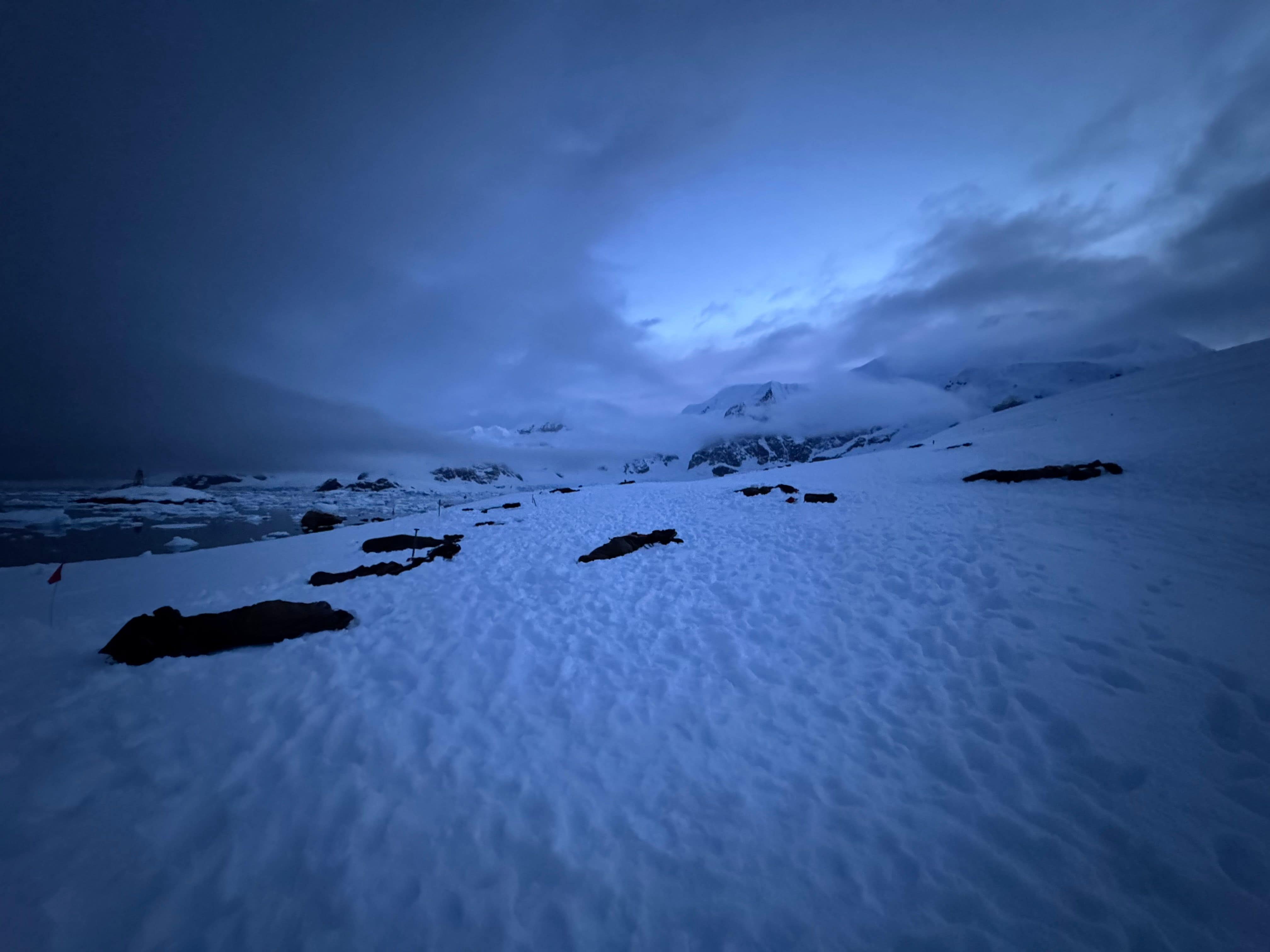 Night camping in Antarctica.