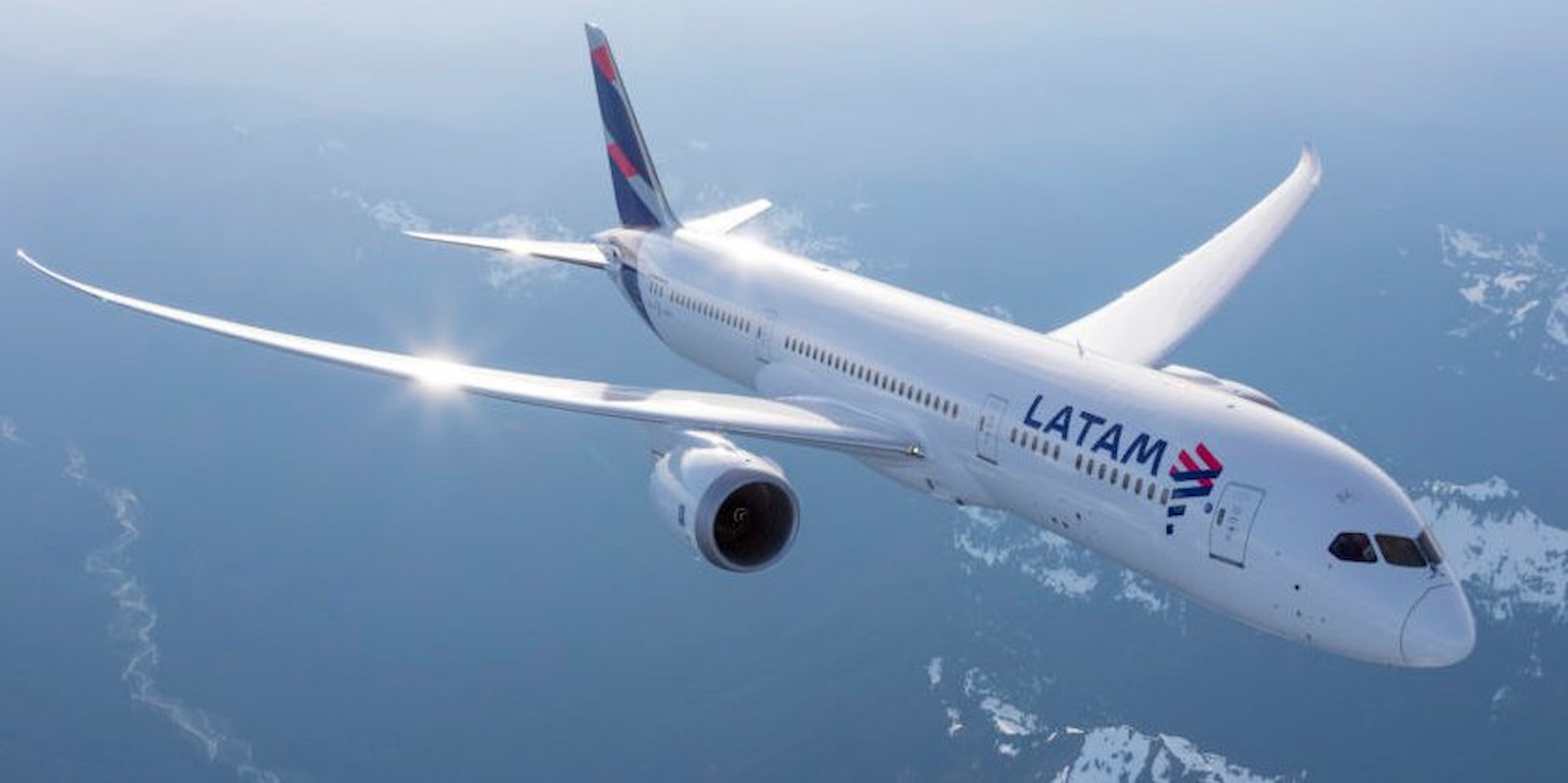 LATAM Dreamliner aircraft operating direct flights from Auckland to Santiago, Chile.