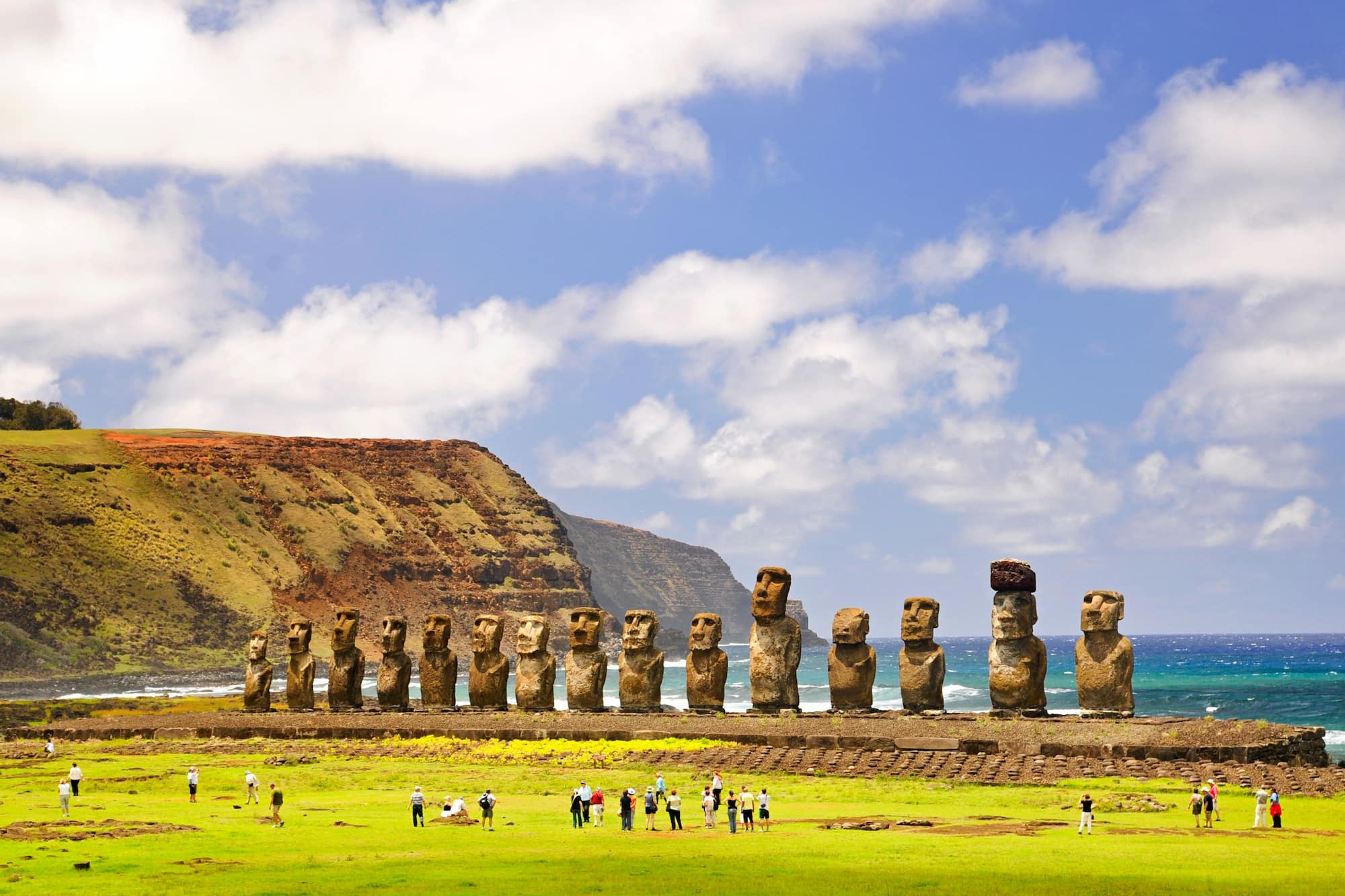 The iconic Moai statues of Easter Island, Chile — a remarkable side trip easily added to a South America itinerary departing from New Zealand.