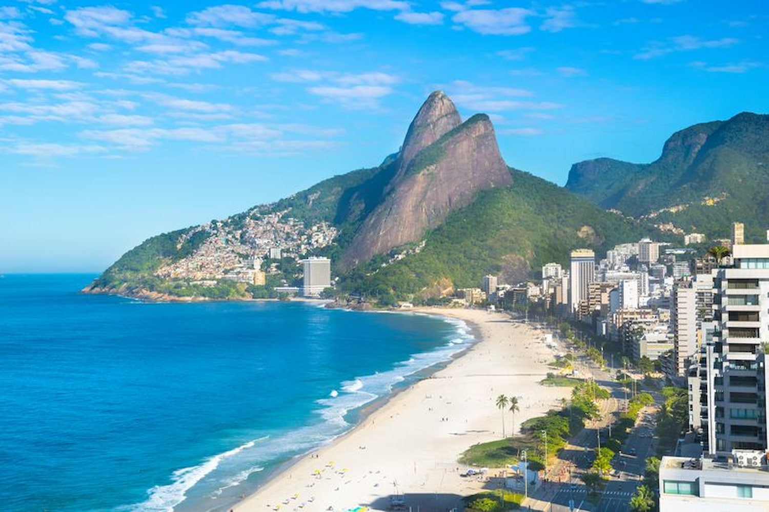 Aerial view of Ipanema Beach and Leblon neighbourhood in Rio de Janeiro.