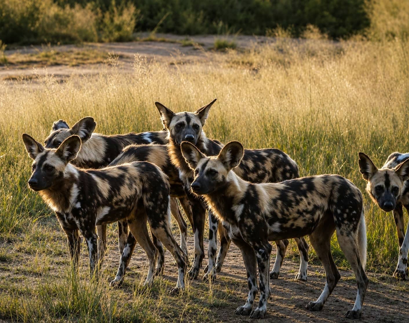 African wild dog pack in Madikwe Game Reserve, South Africa