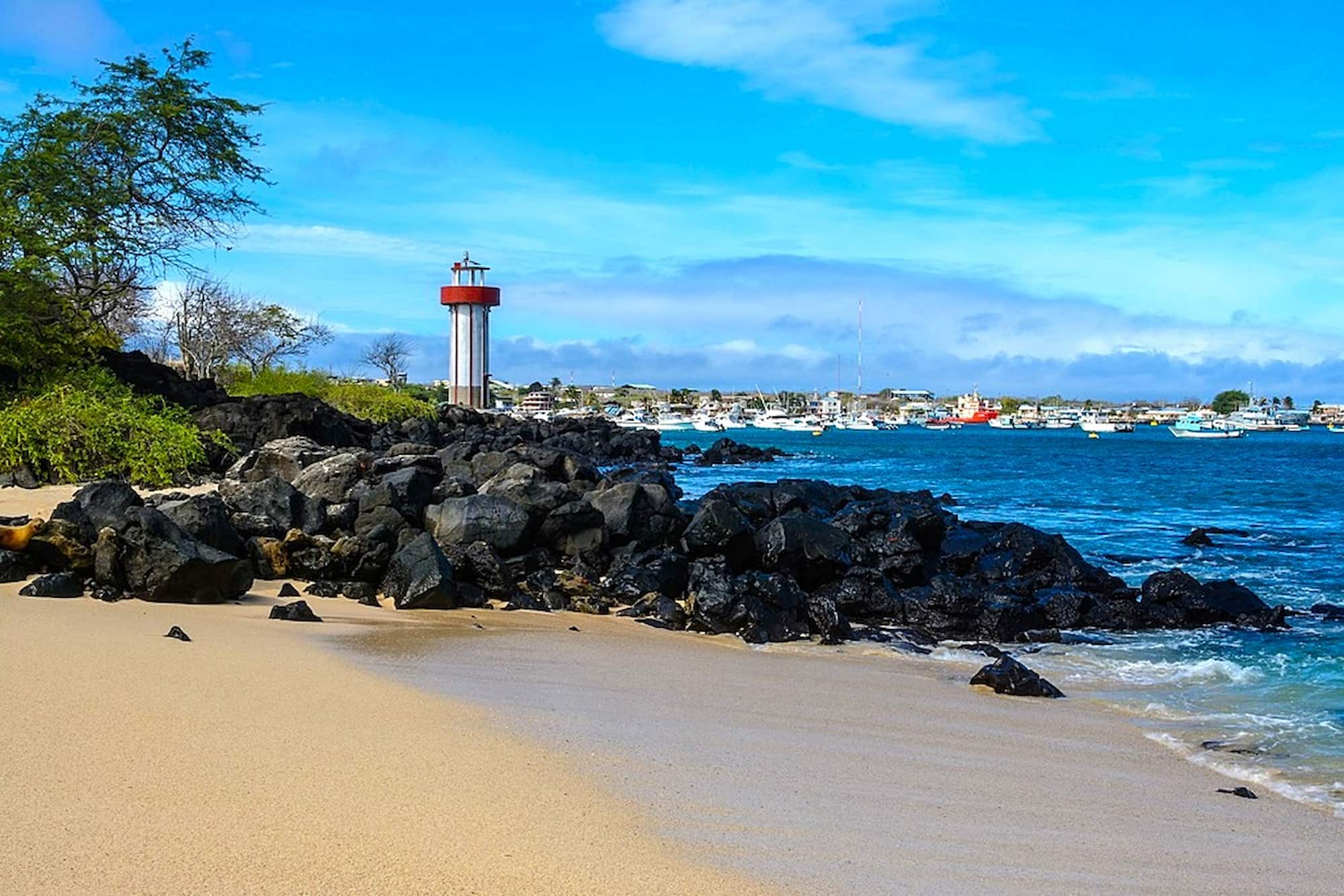 The lighthouse in San Cristobal, Mann Beach