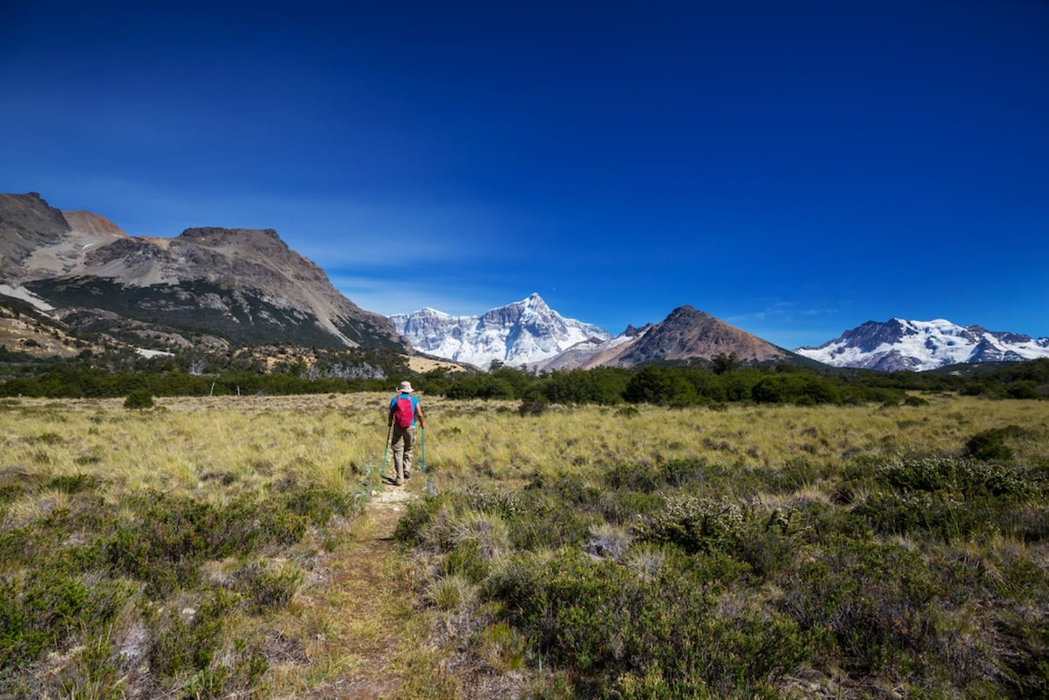 Autumn hiking trail towards Mount Fitz Roy near El Chaltén, Argentine Patagonia