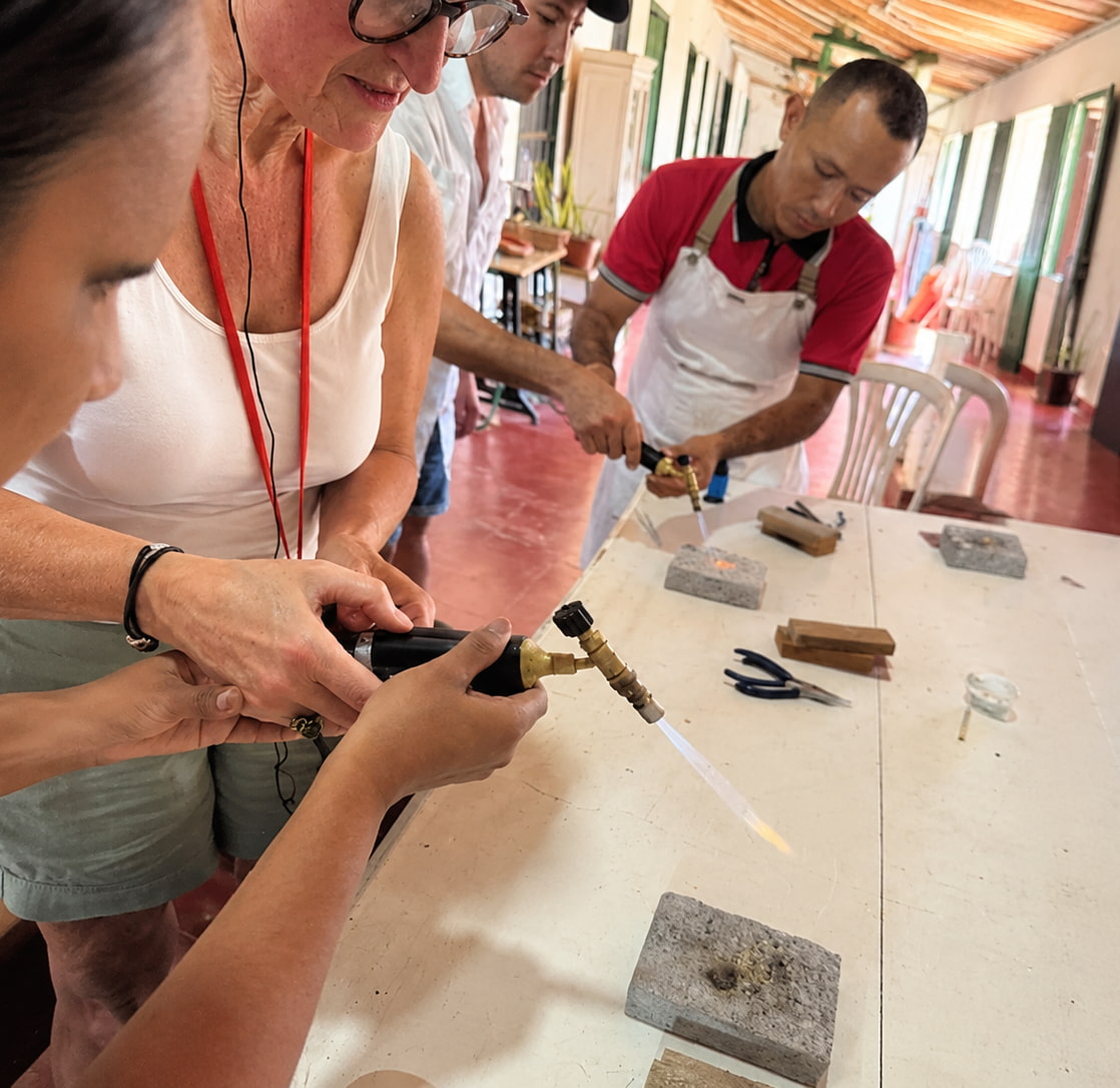 Silver filigree jewellery workshop in Mompox, Colombia.