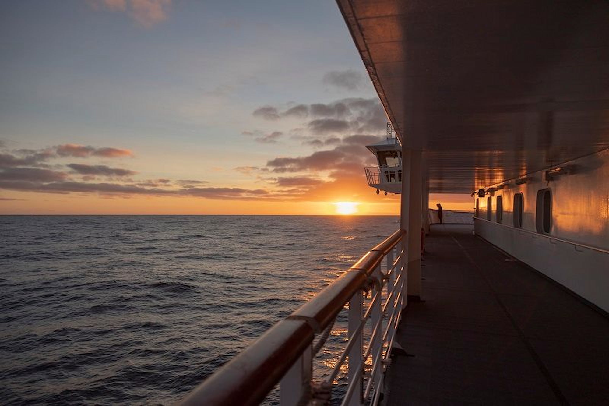 Sunrise on the Drake Passage in calm sea conditions