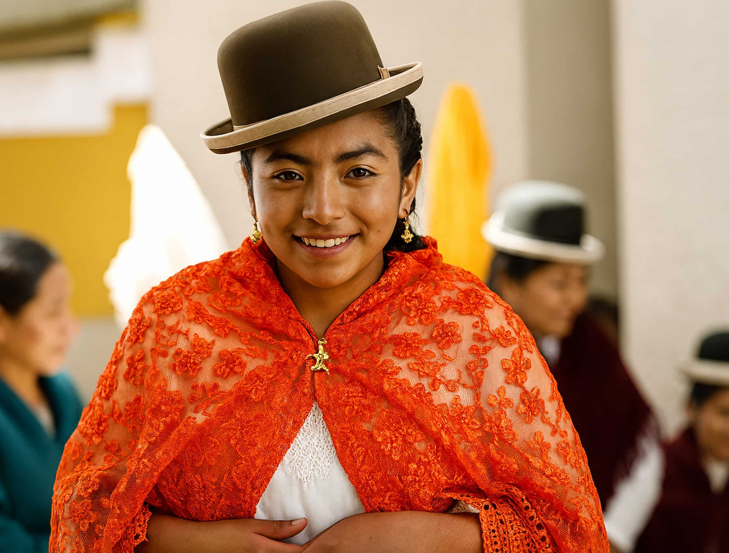 Woman proudly wearing their traditional dress in public. Woman proudly wearing their traditional dress in public.