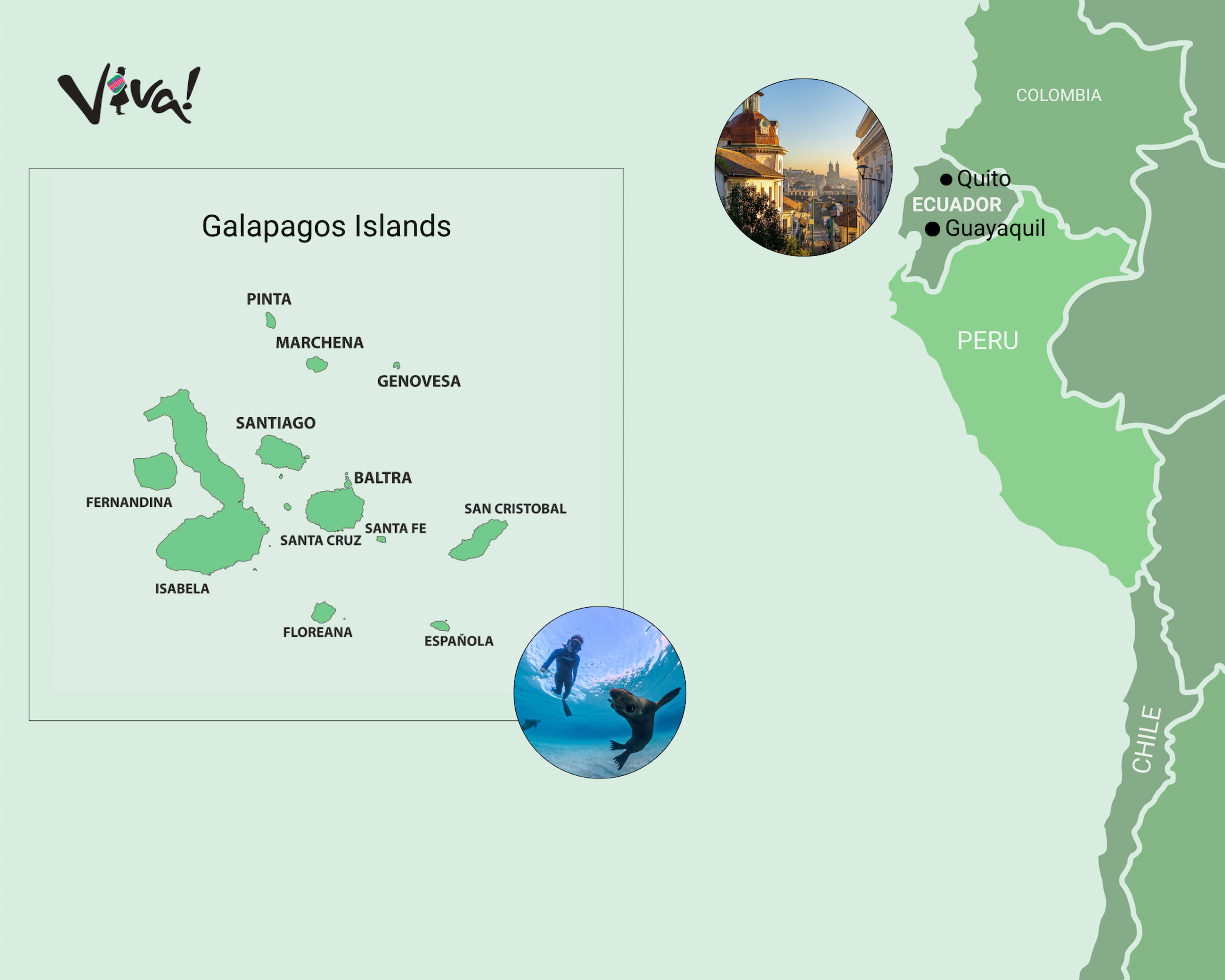 Map showing the location of the Galapagos Islands, off the western coast of Ecuador.
