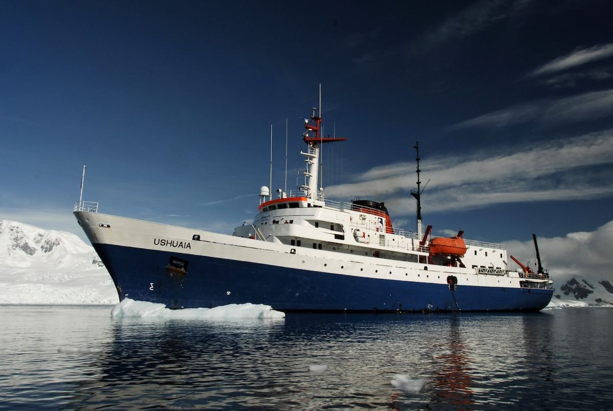 The MV Ushuaia exploring Antarctica.
