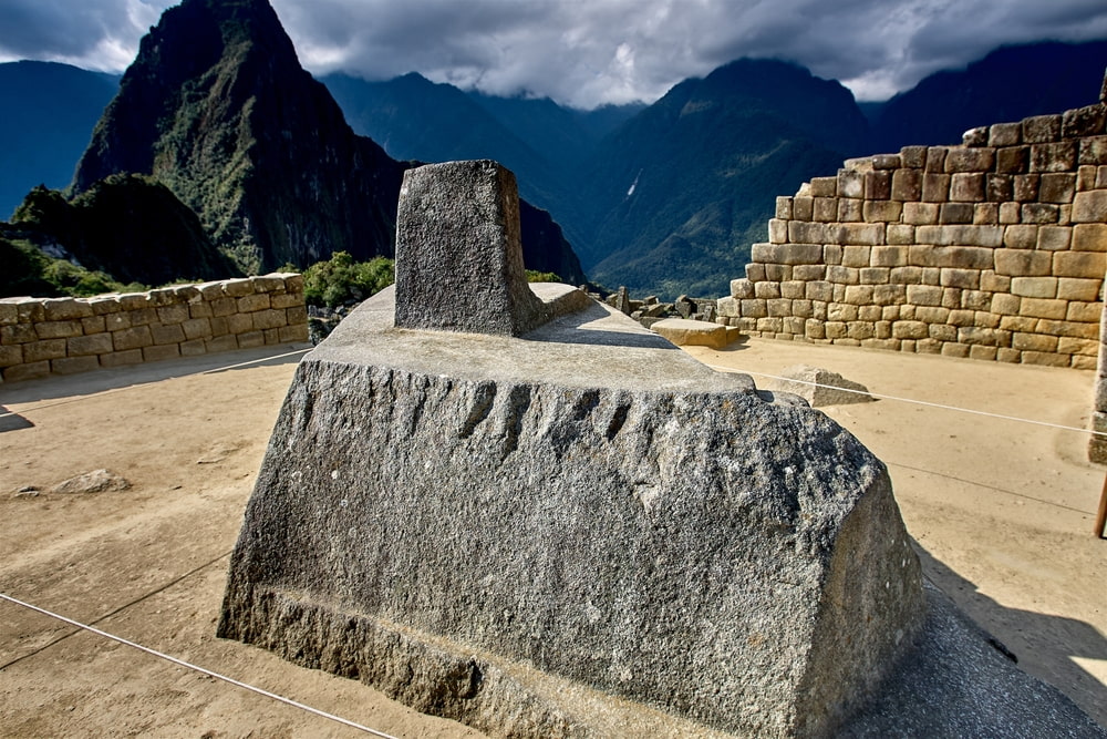 Close view of the Intihuatana stone at Machu Picchu, Peru, thought to be an Inca sundial. Close view of the Intihuatana stone at Machu Picchu, Peru, thought to be an Inca sundial.